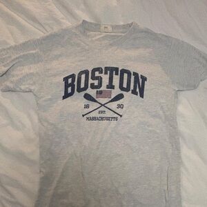 Brandy Melville Gray Boston Graphic Tee